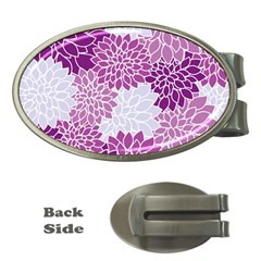 Floral Purple Money Clips (oval)  by HermanTelo