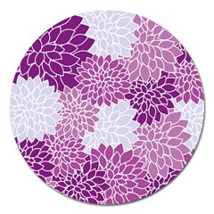 Floral Purple Magnet 5  (round)