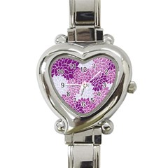 Floral Purple Heart Italian Charm Watch by HermanTelo