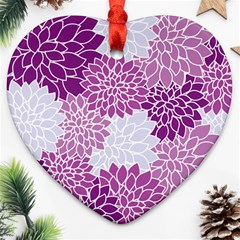 Floral Purple Heart Ornament (two Sides) by HermanTelo