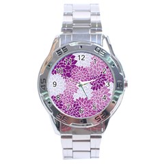 Floral Purple Stainless Steel Analogue Watch