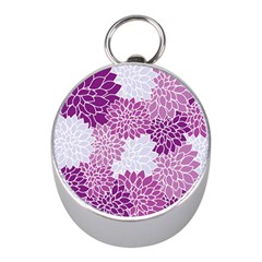 Floral Purple Mini Silver Compasses