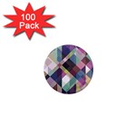 Geometric Blue Violet Pink 1  Mini Magnets (100 pack)  Front