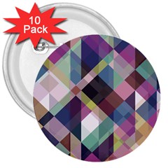 Geometric Blue Violet Pink 3  Buttons (10 pack) 