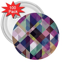 Geometric Blue Violet Pink 3  Buttons (100 pack) 