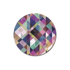 Geometric Blue Violet Pink Magnet 3  (Round)