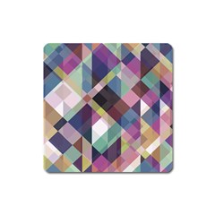 Geometric Blue Violet Pink Square Magnet