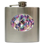 Geometric Blue Violet Pink Hip Flask (6 oz) Front