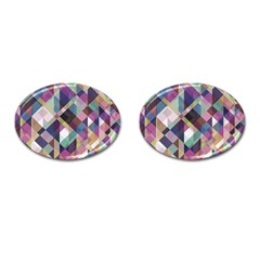 Geometric Blue Violet Pink Cufflinks (Oval)