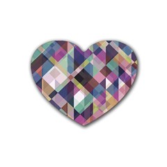 Geometric Blue Violet Pink Heart Coaster (4 pack) 