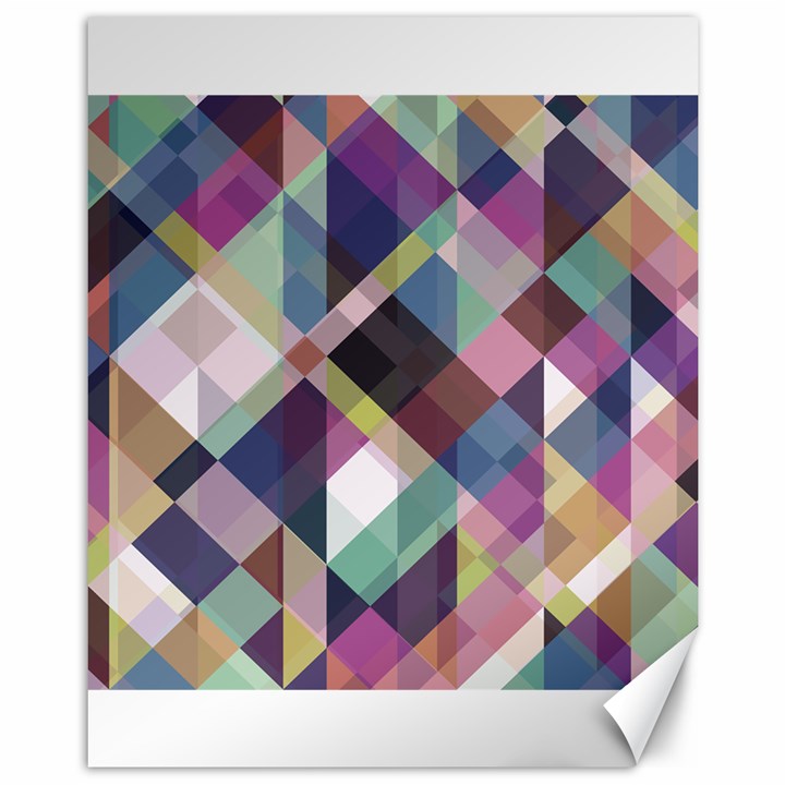 Geometric Blue Violet Pink Canvas 11  x 14 