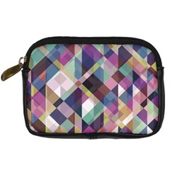 Geometric Blue Violet Pink Digital Camera Leather Case by HermanTelo