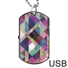 Geometric Blue Violet Pink Dog Tag Usb Flash (one Side) by HermanTelo