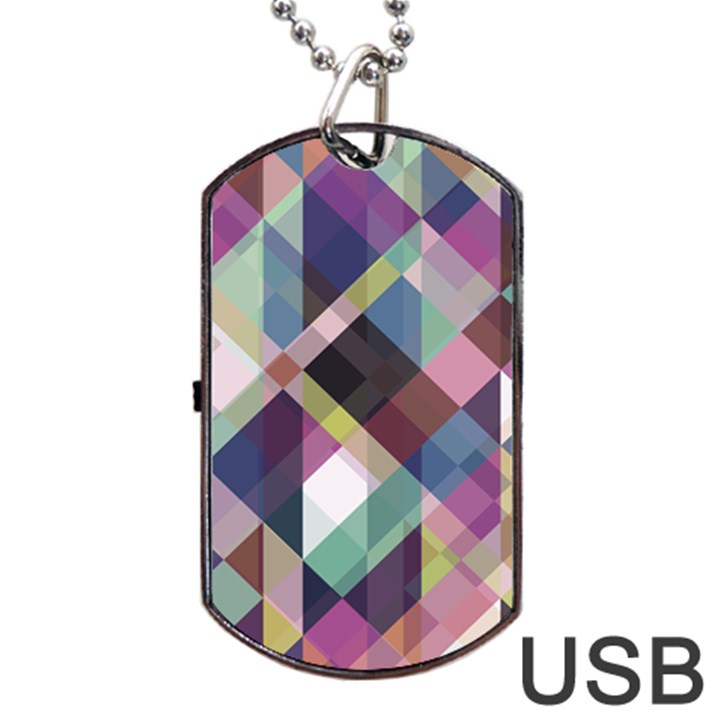 Geometric Blue Violet Pink Dog Tag USB Flash (Two Sides)