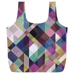 Geometric Blue Violet Pink Full Print Recycle Bag (XL)