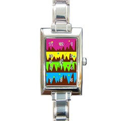 Illustration Abstract Graphic Rainbow Rectangle Italian Charm Watch by HermanTelo