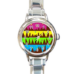 Illustration Abstract Graphic Rainbow Round Italian Charm Watch by HermanTelo