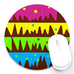 Illustration Abstract Graphic Rainbow Round Mousepads by HermanTelo