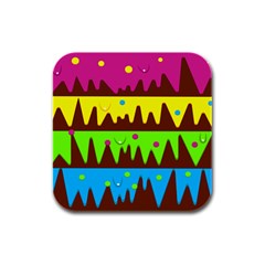 Illustration Abstract Graphic Rainbow Rubber Square Coaster (4 Pack)  by HermanTelo