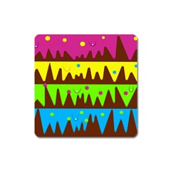 Illustration Abstract Graphic Rainbow Square Magnet by HermanTelo