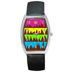 Illustration Abstract Graphic Rainbow Barrel Style Metal Watch by HermanTelo