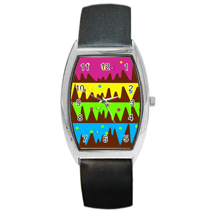 Illustration Abstract Graphic Rainbow Barrel Style Metal Watch