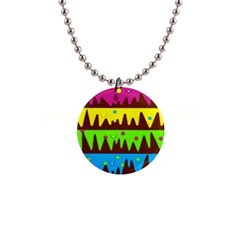 Illustration Abstract Graphic Rainbow 1  Button Necklace by HermanTelo