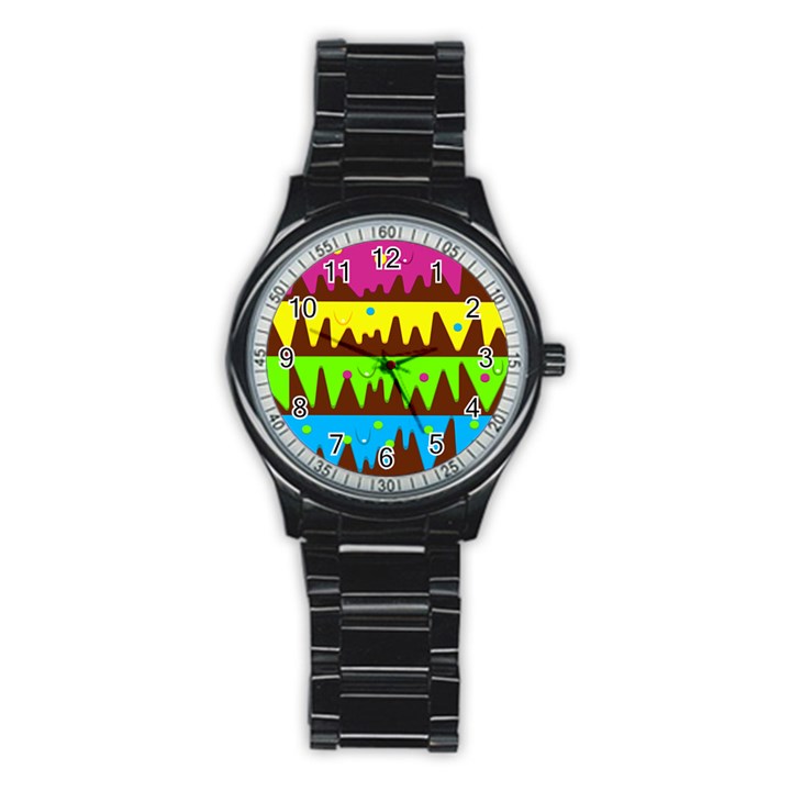 Illustration Abstract Graphic Rainbow Stainless Steel Round Watch