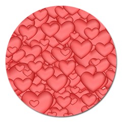 Hearts Love Valentine Magnet 5  (round)