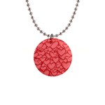 Hearts Love Valentine 1  Button Necklace Front