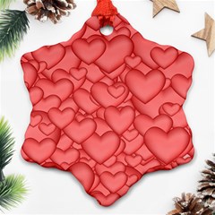 Hearts Love Valentine Snowflake Ornament (two Sides) by HermanTelo