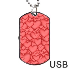 Hearts Love Valentine Dog Tag Usb Flash (one Side)