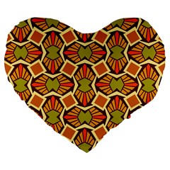 Geometry Shape Retro Large 19  Premium Flano Heart Shape Cushions