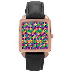 Geometric Triangle Rose Gold Leather Watch 