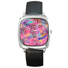 Illustration Reason Leaves Square Metal Watch