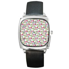 Holidays Happy Easter Square Metal Watch