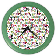 Holidays Happy Easter Color Wall Clock by HermanTelo