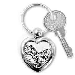 Mountain Ink Key Chain (heart) by HermanTelo