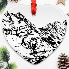 Mountain Ink Heart Ornament (two Sides) by HermanTelo