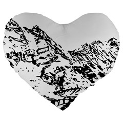 Mountain Ink Large 19  Premium Heart Shape Cushions