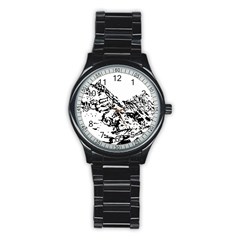 Mountain Ink Stainless Steel Round Watch