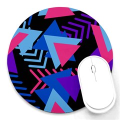 Memphis Pattern Geometric Abstract Round Mousepads by HermanTelo