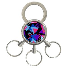 Memphis Pattern Geometric Abstract 3-ring Key Chain by HermanTelo