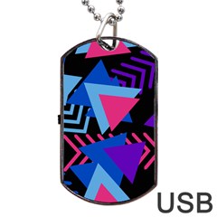 Memphis Pattern Geometric Abstract Dog Tag Usb Flash (two Sides) by HermanTelo