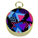 Memphis Pattern Geometric Abstract Gold Compasses Front