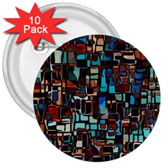 Mosaic Abstract 3  Buttons (10 Pack)  by HermanTelo