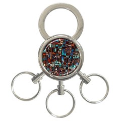 Mosaic Abstract 3-ring Key Chain by HermanTelo