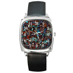 Mosaic Abstract Square Metal Watch by HermanTelo