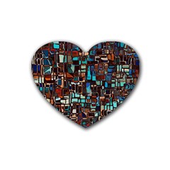 Mosaic Abstract Rubber Coaster (heart)  by HermanTelo