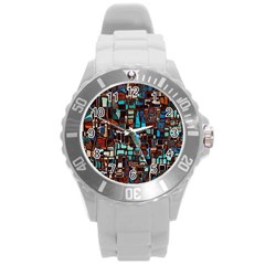 Mosaic Abstract Round Plastic Sport Watch (l)